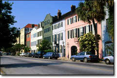 Rainbow Row - Attraction - 83-107 E Bay St, Charleston, South Carolina, US Rainbow Row - Attraction - 83-107 E Bay St, Charleston, South Carolina, US